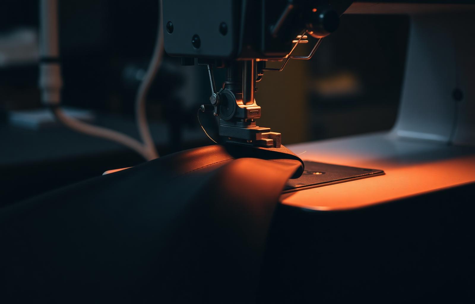 Industrial machine stitching reclaimed rubber
